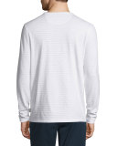 Striped Long-Sleeve Slub Tee, White