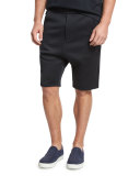 Drop-Rise Sponge Shorts, Black