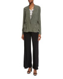 Femme One-Button Utility Jacket, Dusty Olive