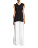 High-Waist Wide-Leg Pants, White