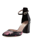 opal too floral d'orsay pump, black floral