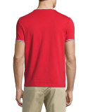 V-Neck Tape-Tipped Jersey T-Shirt, Red