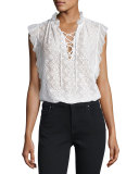 Florence Embroidered Lace-Up Top