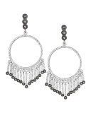 Spring Silver Open-Circle Earrings with Diamonds