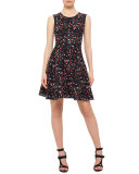 Boulder-Print Fit & Flare Dress, Multi