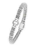 Sterling Silver Rope Bracelet with Diamonds, 6mm