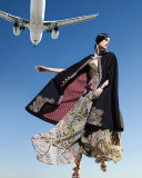 Fleur d'Oranger Sleeveless Printed Gown, Black/Multi