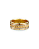 Gents Woven 18K White & Yellow Gold Wedding Band Ring, Size 9.5