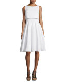 Sleeveless Popover Fit-&-Flare Dress, White
