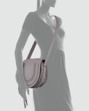 Marcie Medium Leather Crossbody Bag, Gray