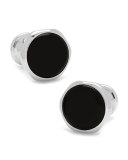 Round Onyx Magnetic Cuff Links, Black