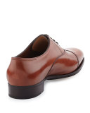 Philip II Cap-Toe Leather Oxford, Dark Brown