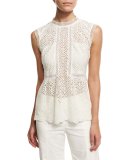 Edie Sleeveless Lace Top, White