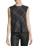 Dayla Boxy Plaid Tank, Gray