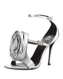 Rose and Roll Leather 100mm Sandal, Silver