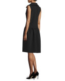 Sleeveless Oversized-Collar Dress, Black