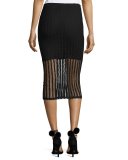 Lattice Jersey Midi Skirt, Black
