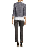 Emma Pin-Dot Cropped Pants, Caviar/Bianco