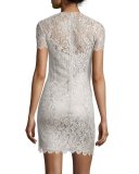 Pacey Lace Shift Dress, Pearly Gray