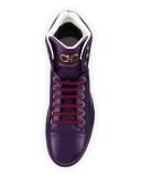 Stephen 2 Calfskin High-Top Sneaker, Purple
