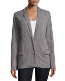 Two-Button Herringbone Blazer, Black/Ivory