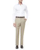 Parker Flat-Front Super 150's Trousers, Khaki