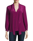 Francesca Tie-Neck Silk Top