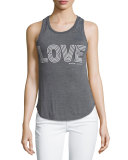 Neon Love Raglan Muscle Tank Top, Vintage Black