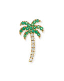 Pavé Diamond & Green Garnet Palm Tree Single Stud Earring