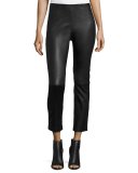 Cropped Napa Leather Leggings, Black