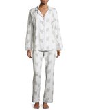 Travel-Print Classic Pajama Set, White