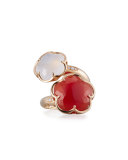 Bon Ton Carnelian & White Quartz Bypass Ring with Diamonds