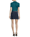 Alice Colorblock Half-Zip Polo Shirt, Navy