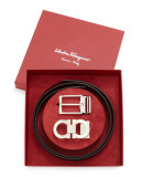 Reversible Leather Belt Boxed Gift Set, Black/Brown
