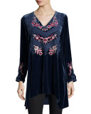 Laura Embroidered Velvet Tunic, Plus Size