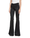 Drew Five-Pocket Leopard-Print Pants, Black