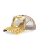 Golden Studded-Bill Baseball Cap, Gold