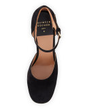 Mindy Suede d'Orsay Ankle-Wrap Pump, Black