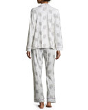 Travel-Print Classic Pajama Set, White