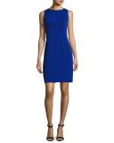 Mika Sleeveless Italian Cady Sheath Dress, Cobalt
