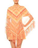 Crochet Mitered-Stripe Poncho, Sorbet Multi
