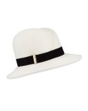 Nell Handmade Wool Fedora Hat, Ivory/Black