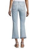 Gia Mid-Rise Cropped Flare Jeans with Released Hem, Light Blue