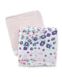 Two-Piece Burp Cloth Set, White/Pink