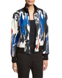 Abstract Ponte Bomber Jacket, Black/Multicolor