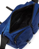 Vela Small Nylon Double-Pocket Messenger Bag, Dark Blue/Black (Bluette+Nero)