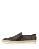 Chalmers 2 Palm Leaf Canvas Espadrille Slip-On Sneaker, Black/Brown