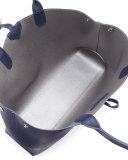 Roseau Reversible Leather Tote Bag, Navy/Silver