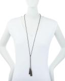 Double-Tassel Chain Lariat Necklace with Diamonds
