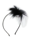 Rhinestone & Fox Fur Headband, Black